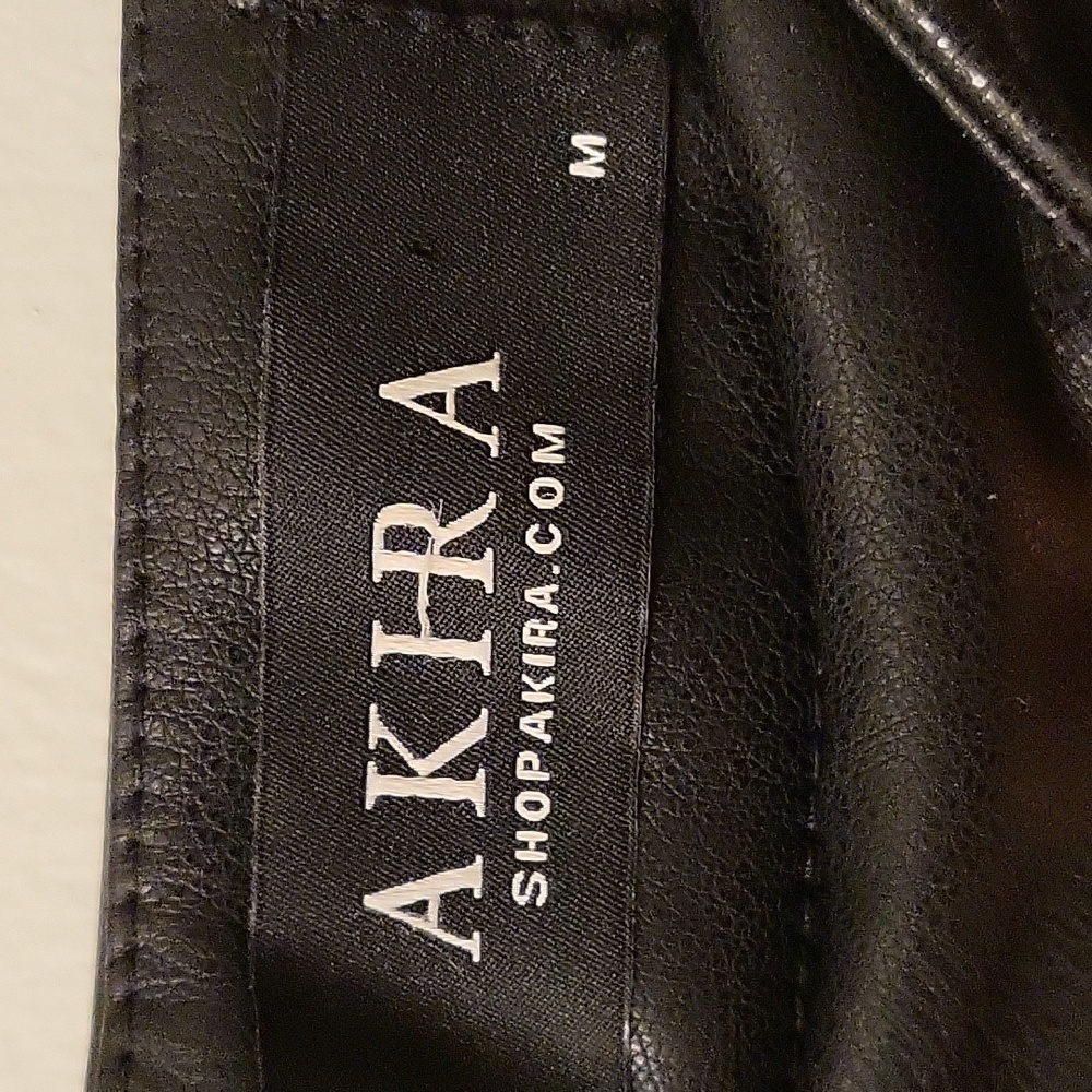 Akira Faux leather skirt long fishnet rimestone diamond on top size M - Picture 5 of 11